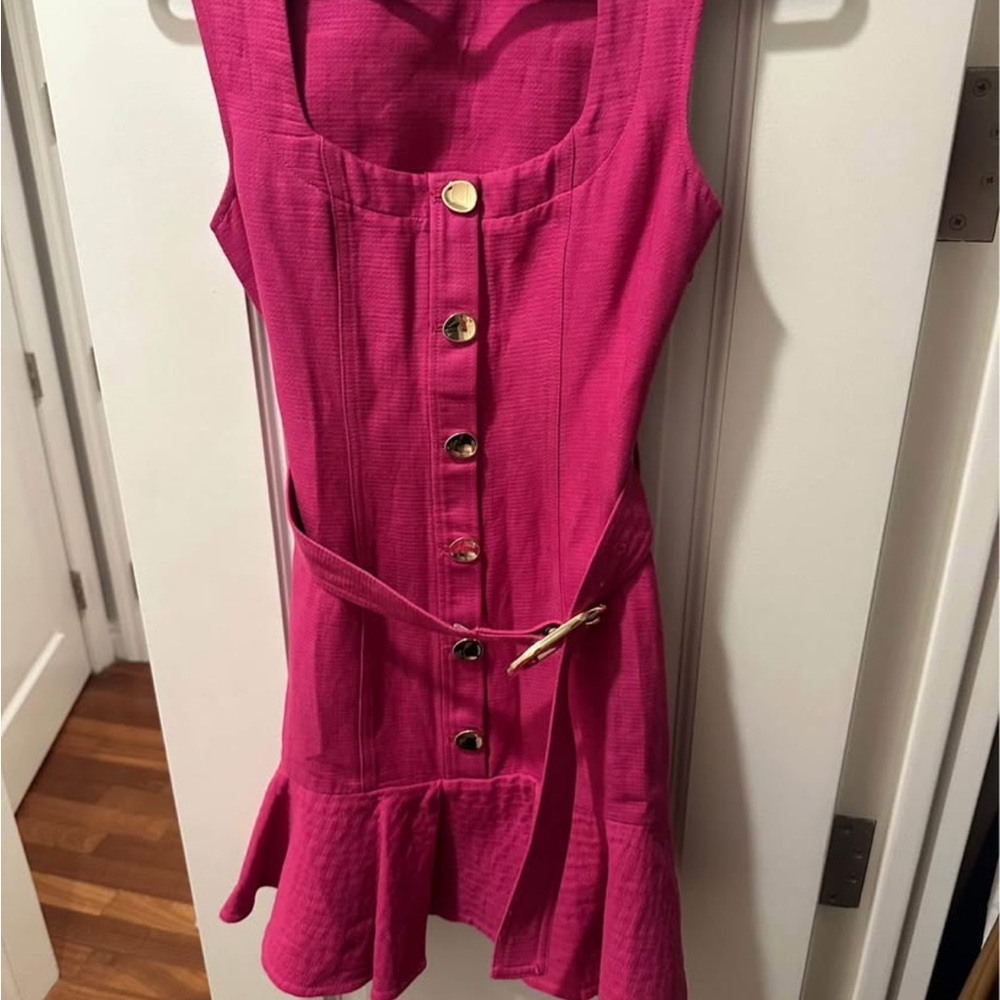 Acler Fuchsia Dress with Gold Accents